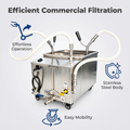 Commercial Mobile Fryer Oil Filter Cart, Food Grade Stainless Steel for Restaurant Kitchen