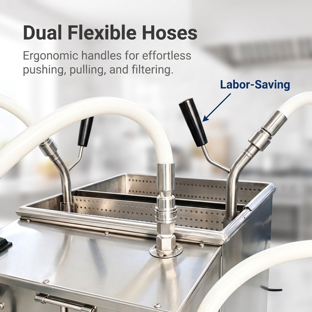 Commercial Mobile Fryer Oil Filter Cart, Food Grade Stainless Steel for Restaurant Kitchen