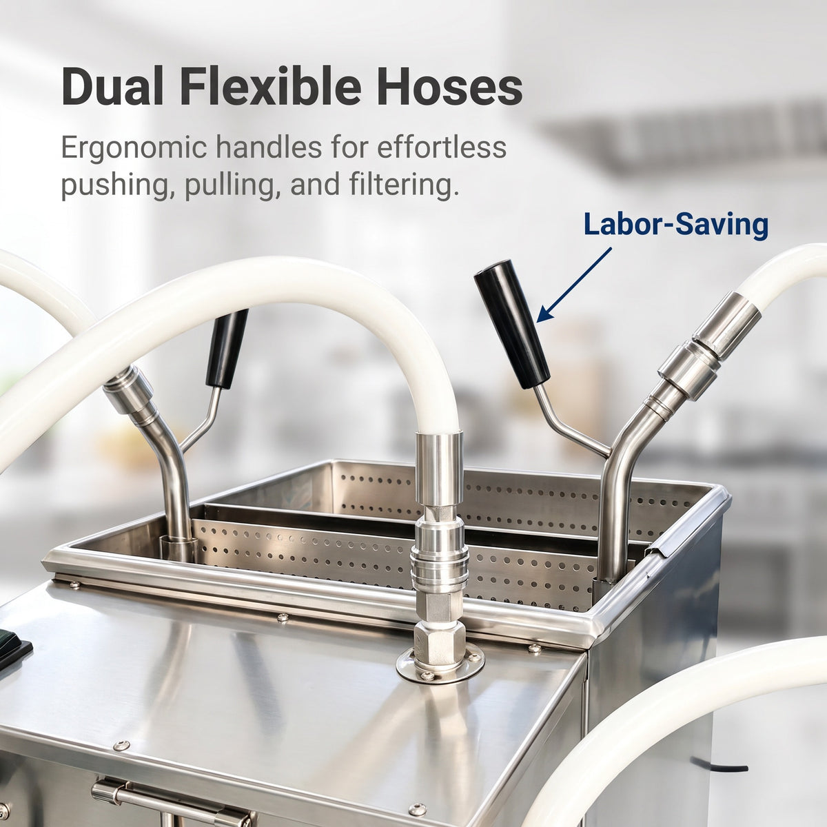 Commercial Mobile Fryer Oil Filter Cart, Food Grade Stainless Steel for Restaurant Kitchen