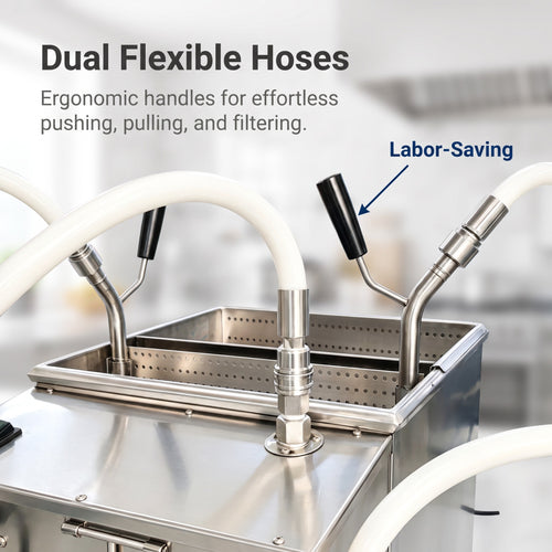 Commercial Mobile Fryer Oil Filter Cart, Food Grade Stainless Steel for Restaurant Kitchen