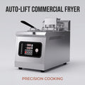 Commercial 14L Auto Lift Electric Deep Fryer, Digital Precision Temperature Control Countertop Stainless Steel Fryer
