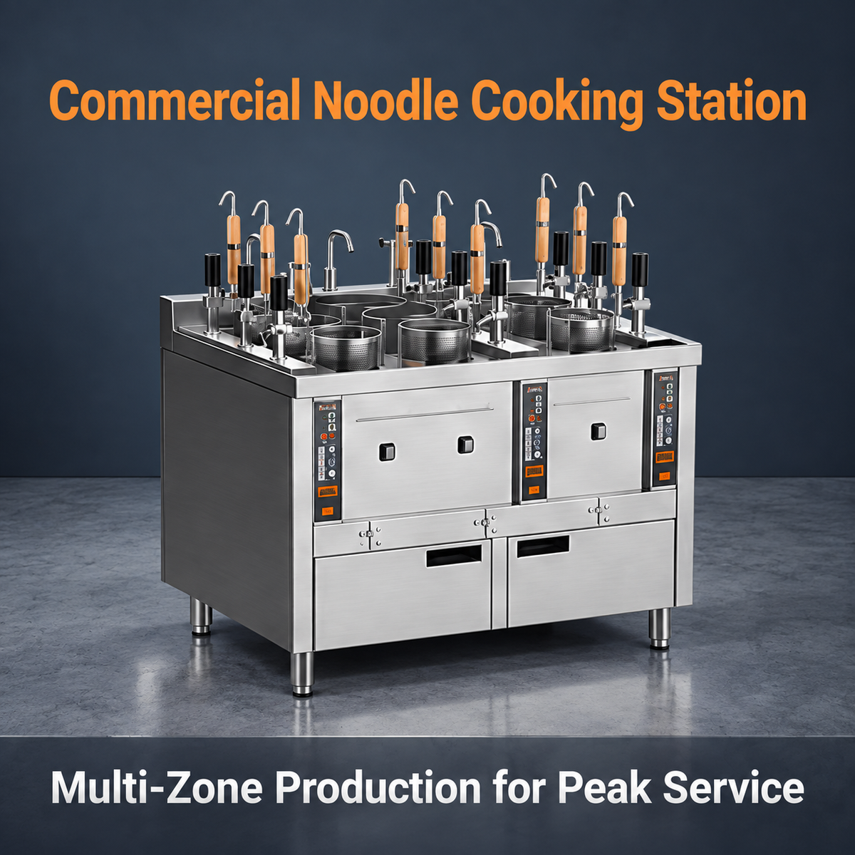 Gas 9-basket Automatic-lift Noodle Cooker - Engineering Type/JZML-9-R