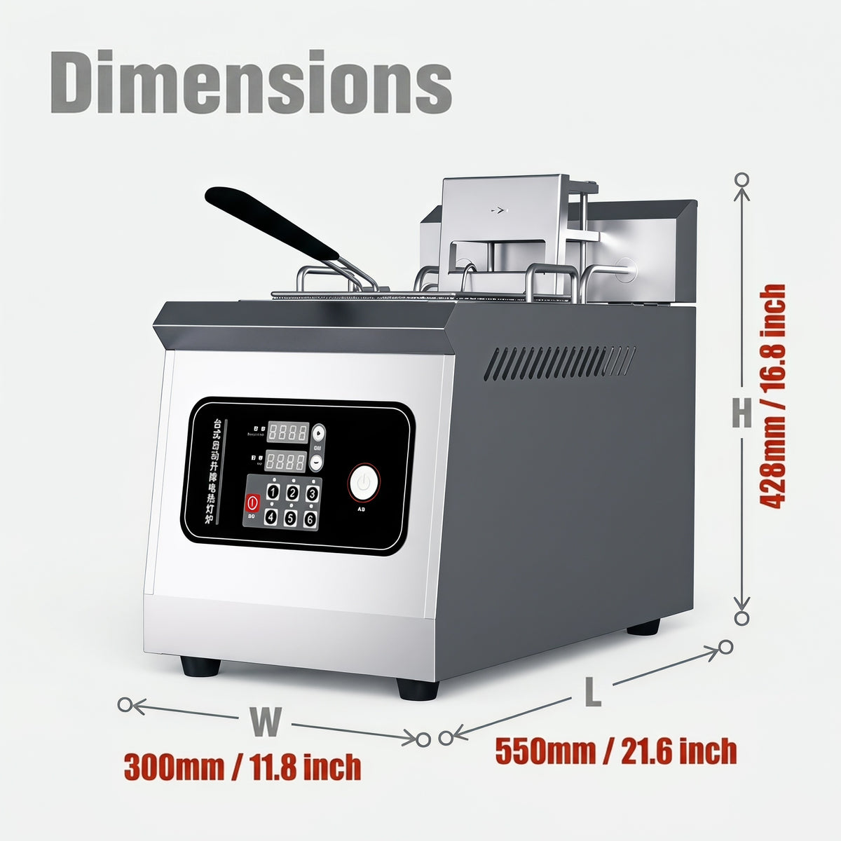 Commercial 14L Auto Lift Electric Deep Fryer, Digital Precision Temperature Control Countertop Stainless Steel Fryer