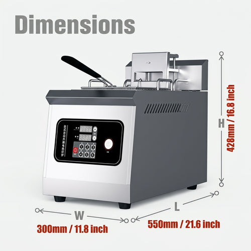 Commercial 14L Auto Lift Electric Deep Fryer, Digital Precision Temperature Control Countertop Stainless Steel Fryer