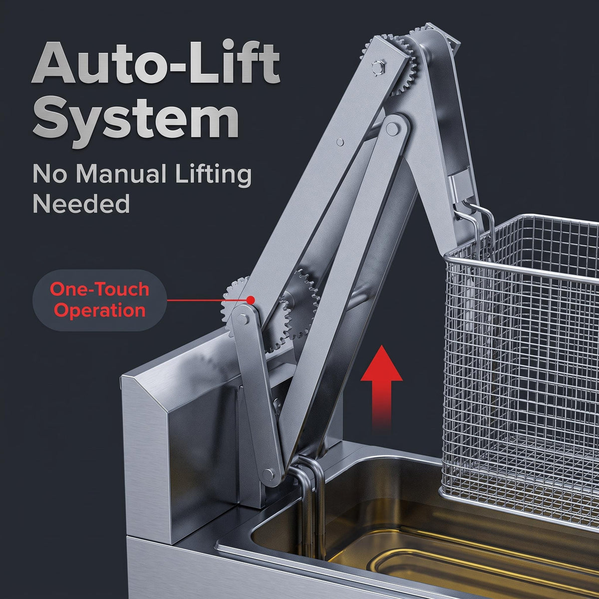 Commercial 14L Auto Lift Electric Deep Fryer, Digital Precision Temperature Control Countertop Stainless Steel Fryer