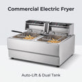 Desktop Commercial Double Cylinder Auto Lift Electric Deep Fryer, Independent Temp Control 14L*2