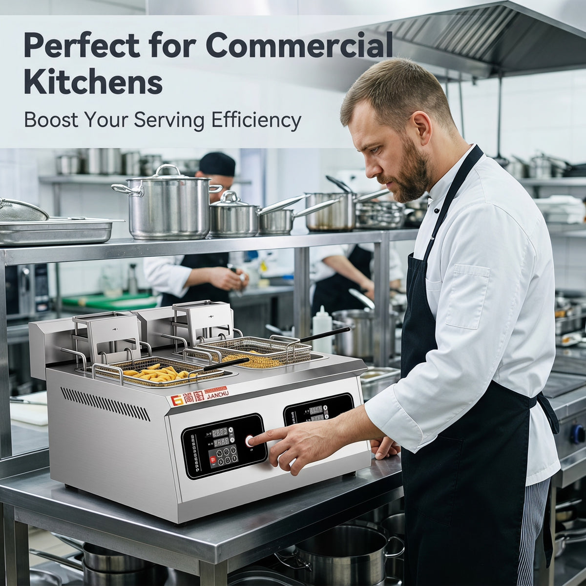 Desktop Commercial Double Cylinder Auto Lift Electric Deep Fryer, Independent Temp Control 14L*2