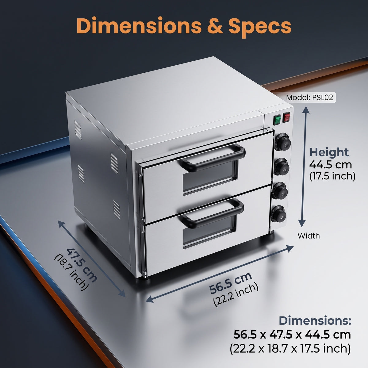 Commercial Electric Pizza Oven, 350℃ Max, 2 Optional Models Single/Double Layer with Independent Temperature Control