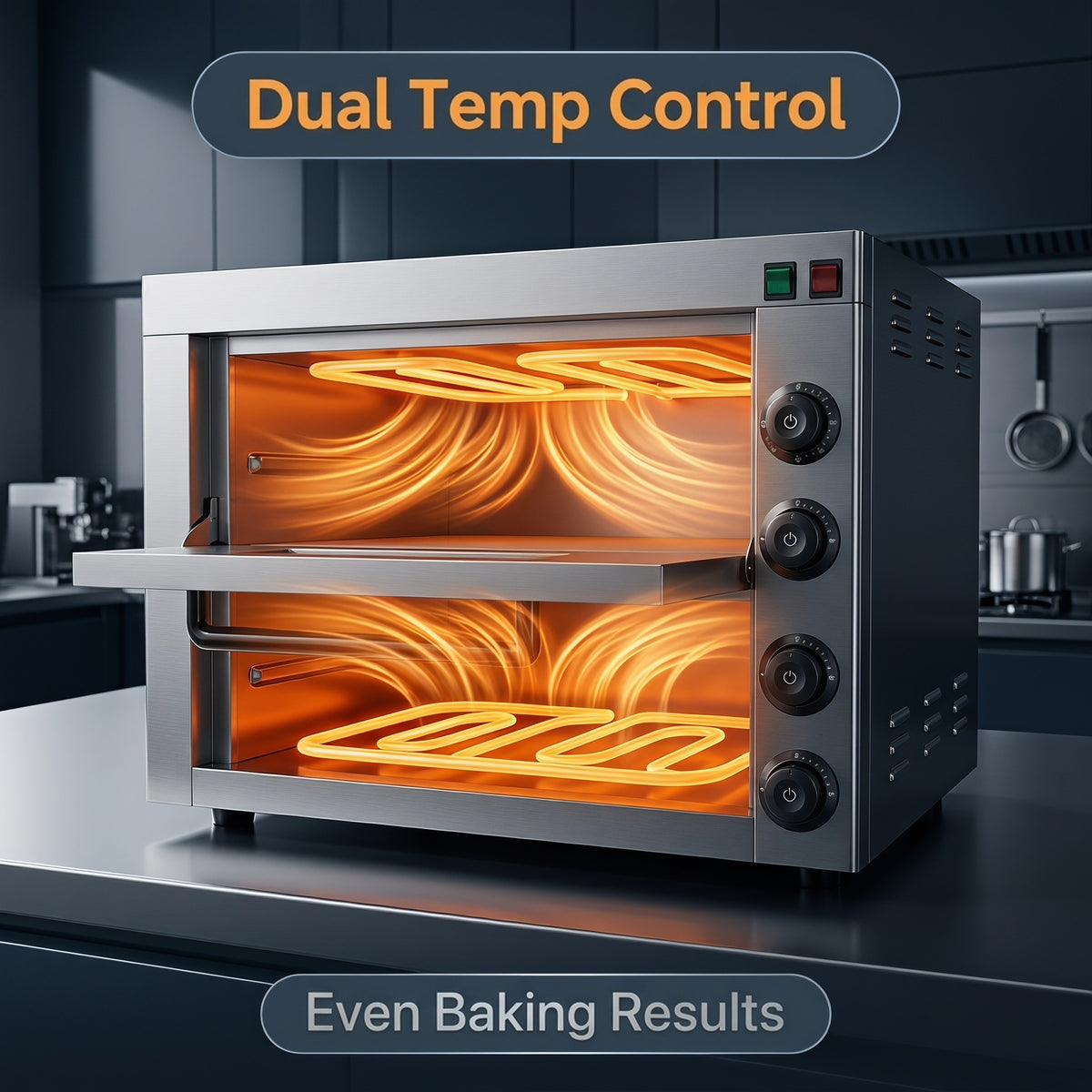 Commercial Electric Pizza Oven, 350℃ Max, 2 Optional Models Single/Double Layer with Independent Temperature Control