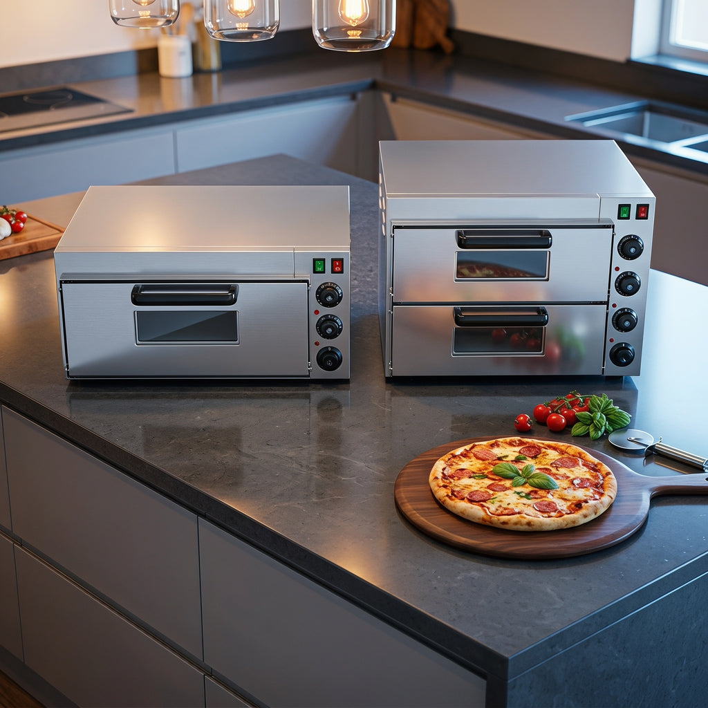 Commercial Electric Pizza Oven, 350℃ Max, 2 Optional Models Single/Double Layer with Independent Temperature Control