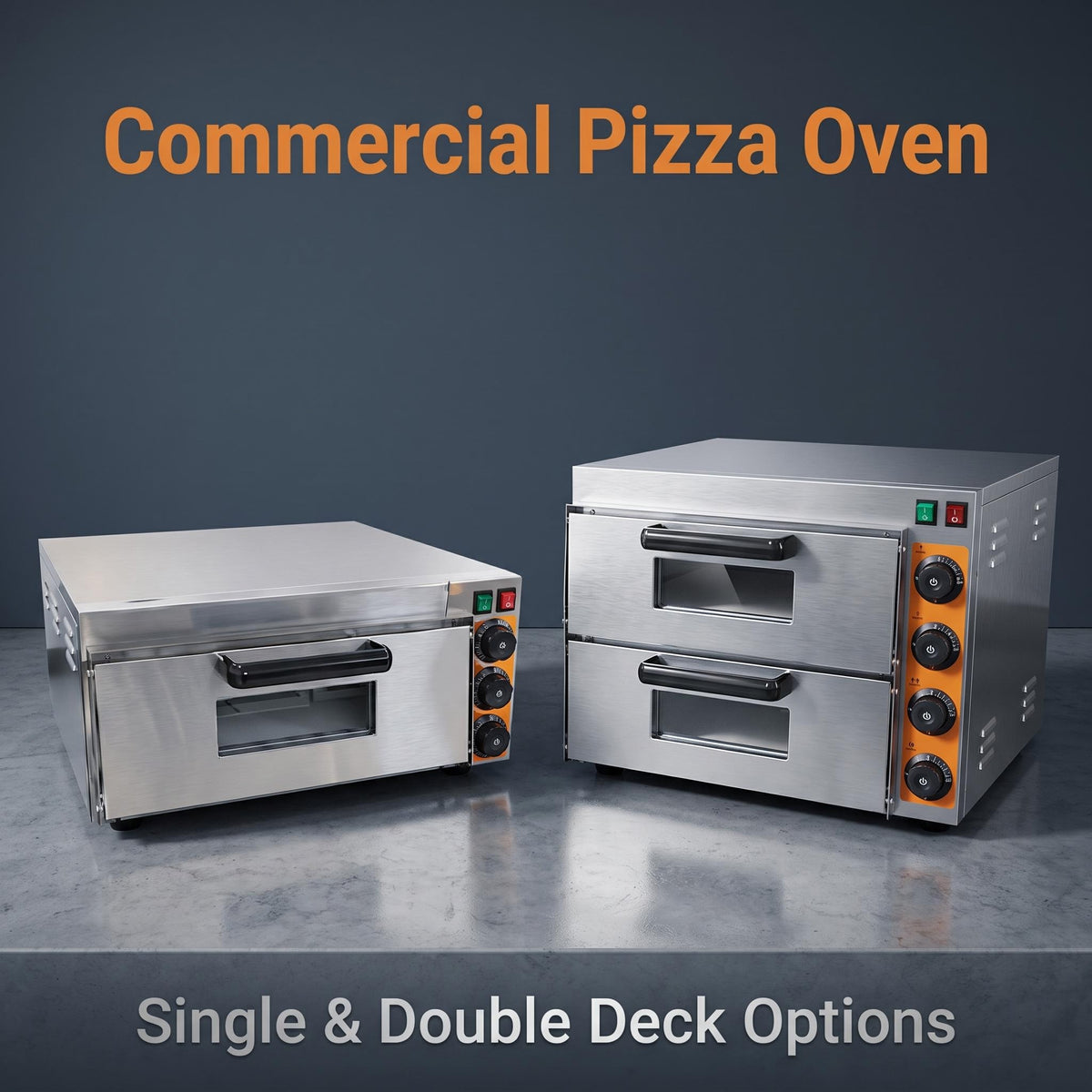 Commercial Electric Pizza Oven, 350℃ Max, 2 Optional Models Single/Double Layer with Independent Temperature Control