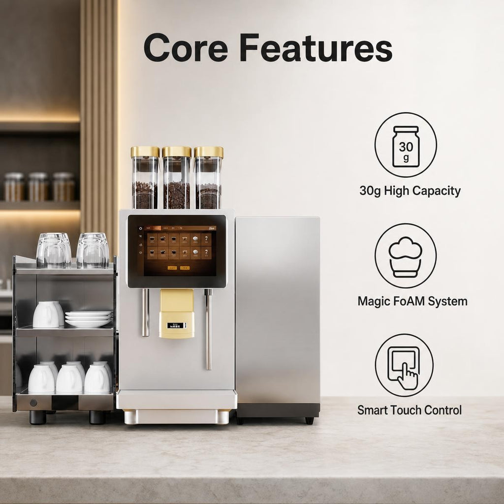 QA800 Series Smart Commercial Freshly Ground Coffee Machine with 3 Large 30g Bean Hoppers
