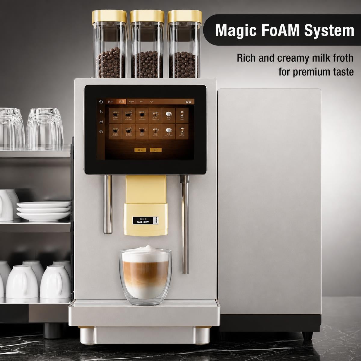 QA800 Series Smart Commercial Freshly Ground Coffee Machine with 3 Large 30g Bean Hoppers