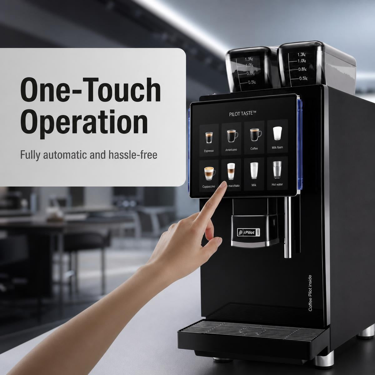 QA600 Series Smart Commercial Freshly Ground Coffee Machine, 24g Precision Brewing Dual Hopper Auto Operation