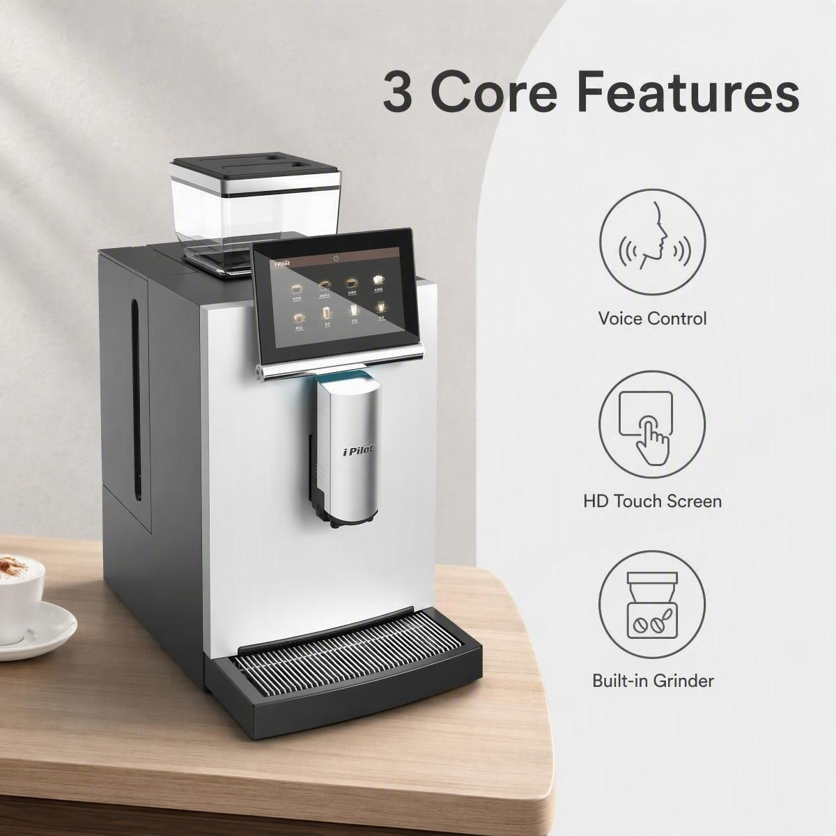 Q2 Pro Smart Voice Controlled Fresh Grind Coffee Machine with Commercial Refrigerated Cabinet