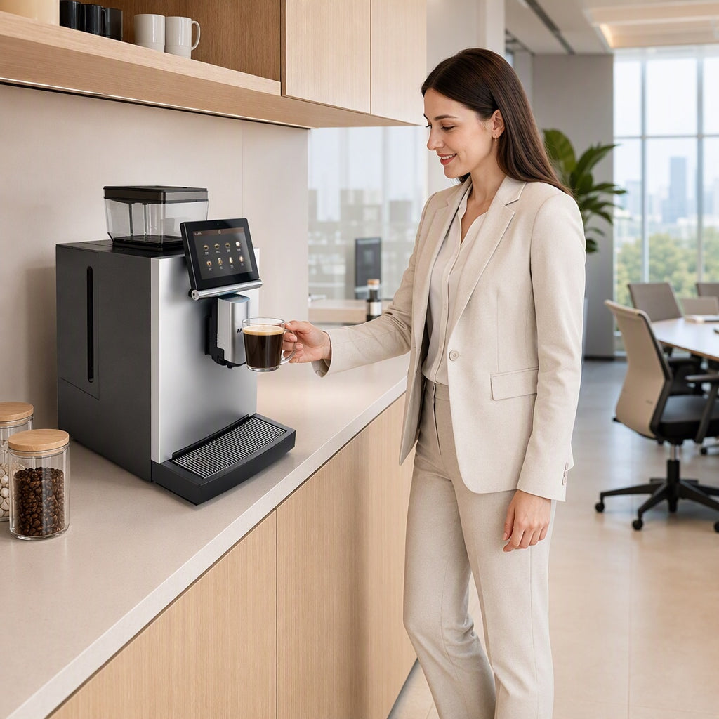Q2 Pro Smart Voice Controlled Fresh Grind Coffee Machine with Commercial Refrigerated Cabinet